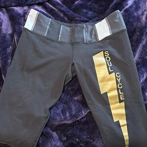 Lululemon Soul Cycle Black Legging W/ gold lightning bolt Size 10